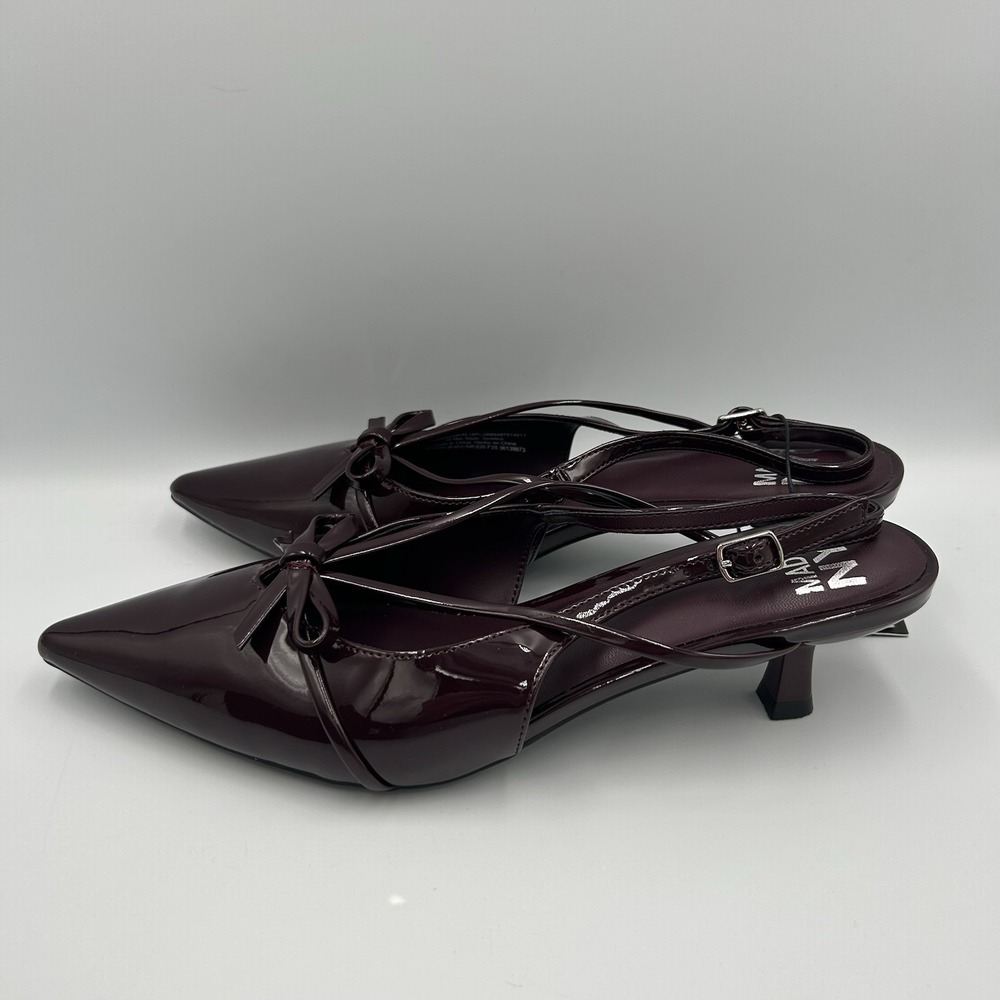 Madden NYC Women's Burgundy Patent Pointed Slingback Heels - Picture 6 of 7